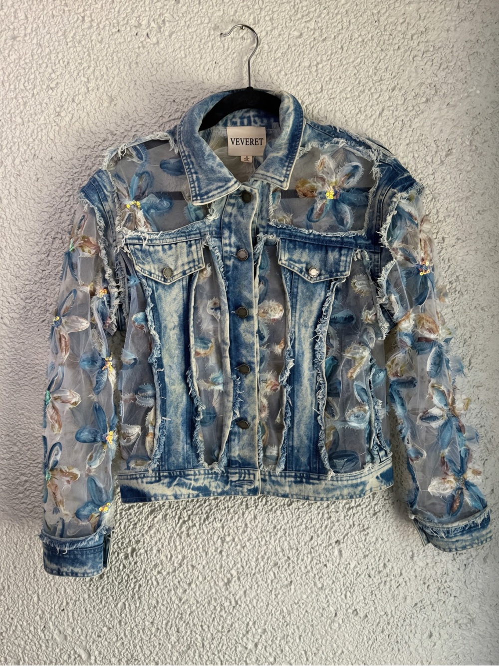 Boutique Organza 3D Embroidered Denim Glower Jacket - Picture 2 of 6